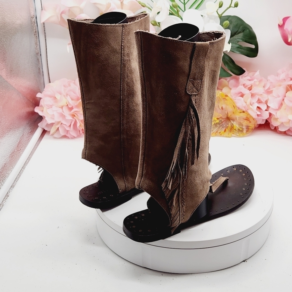 Musse And Cloud By Anthropologie Brown Suede Western Boot Sandal Sz 8 - Picture 10 of 16
